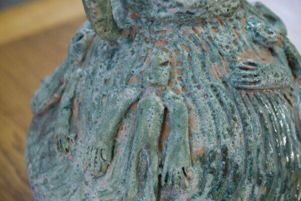 Designer ceramic vase in terracotta signed 1968