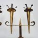 Large Pair of Vintage French Gold Wrought Iron 2 Candle Holders 60