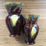 Pair of flaming ceramic vases