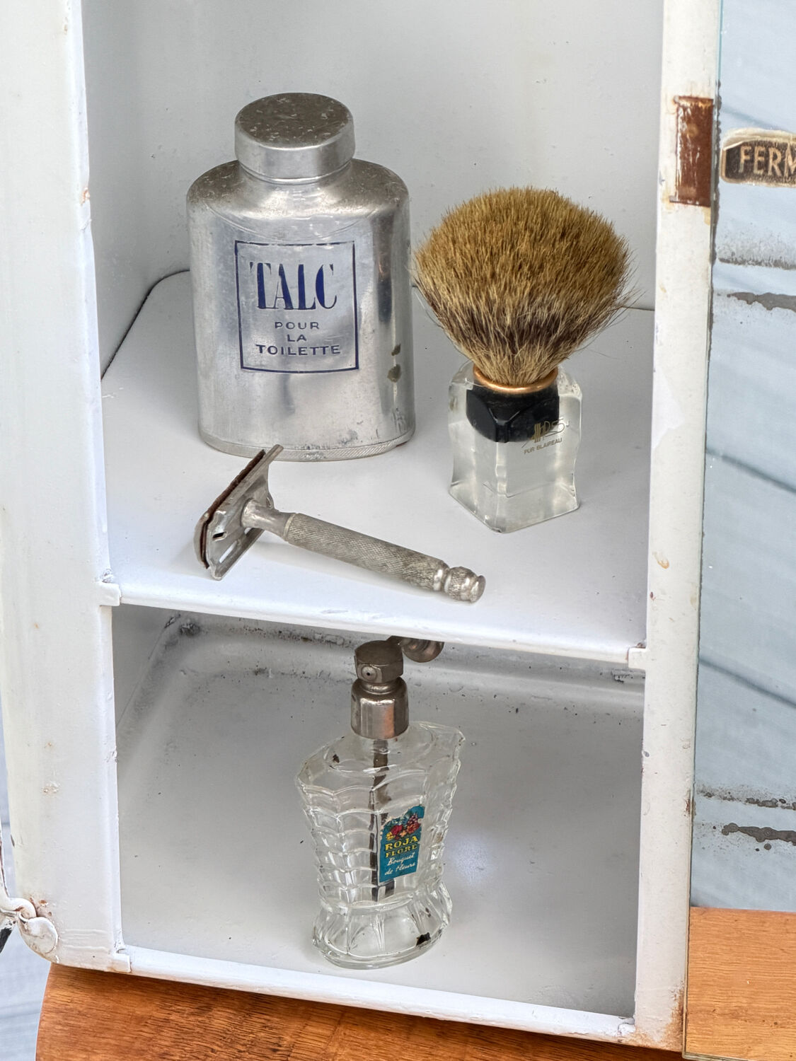 Vintage white metal medicine cabinet
