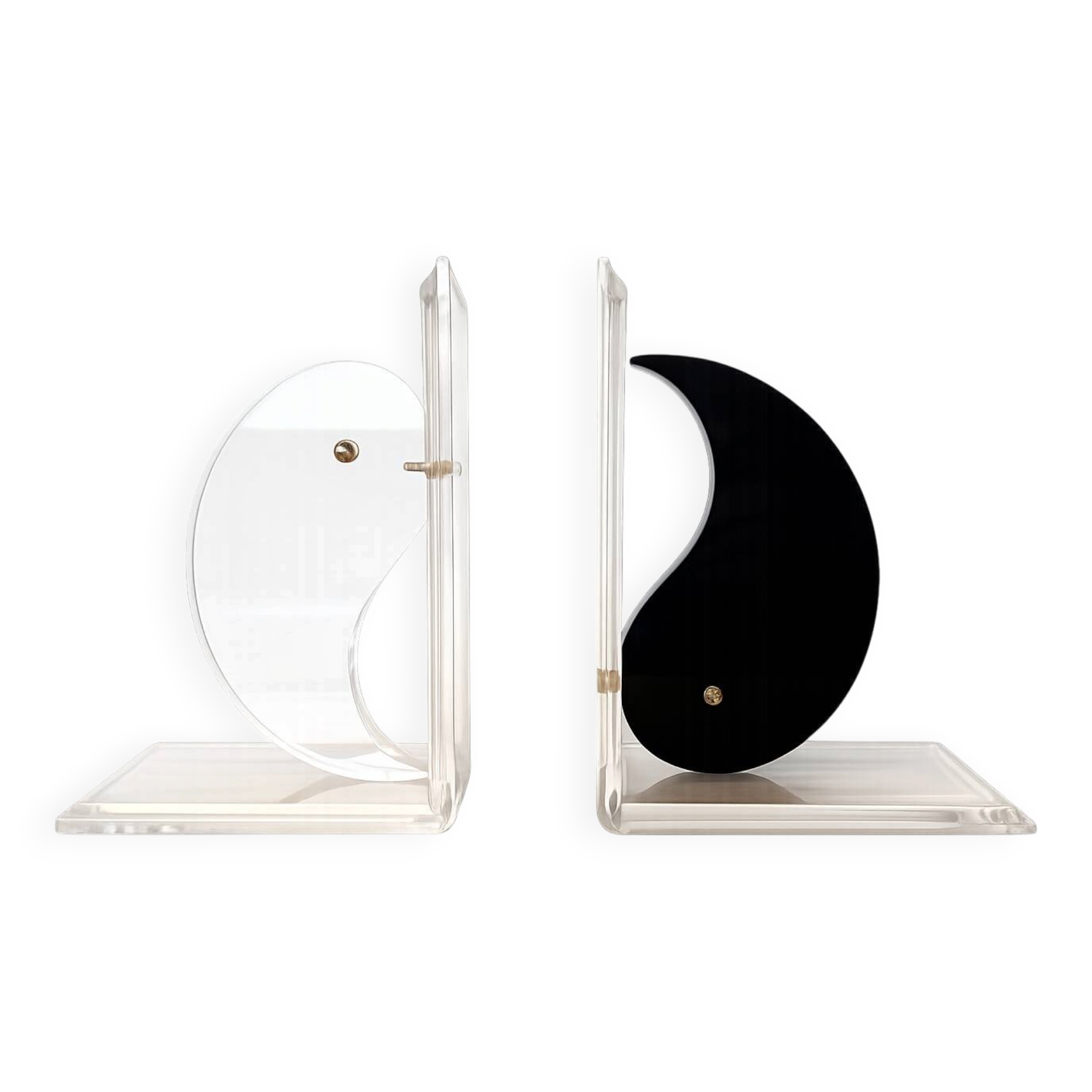 Yin Yang bookends in plexiglass - 1980s postmodern design