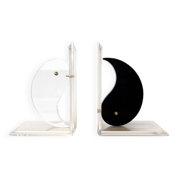 Yin Yang bookends in plexiglass - 1980s postmodern design