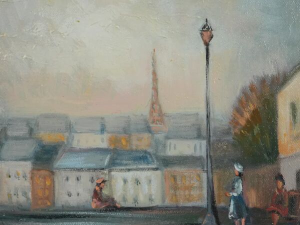 Michel Pabois : Paris, vue sur les toits, huile sur toile originale signée