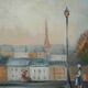 Michel Pabois: Paris, view over the rooftops, original oil on canvas signed.