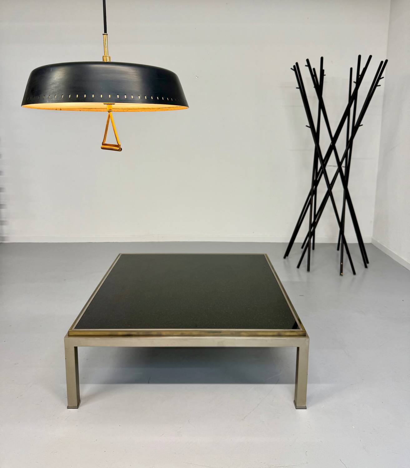 Large Jansen style marble and brass coffee table, , 1970s vintage