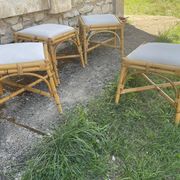 4 tabourets vintage bambou et rotin – années 60/70