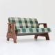 Vintage Sofa checkered fabric and wood , Italy