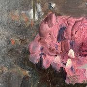 Large oil on canvas of a still life with flowers 1929, antique painting.