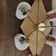 Vintage Scandinavian chandelier 6 lights – Wood and frosted Perspex – 1960s/70s