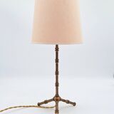 Faux bamboo table lamp in gilded bronze in the style of Maison Baguès