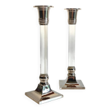 Vintage lucite and silver metal candle holders
