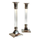 Vintage lucite and silver metal candle holders