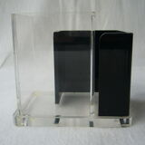 Vintage pencil jar in black and white plexiglass