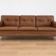 Vintage Scandinavian Peem Oy mid-century 3 person sofa in cognac leather 1960s