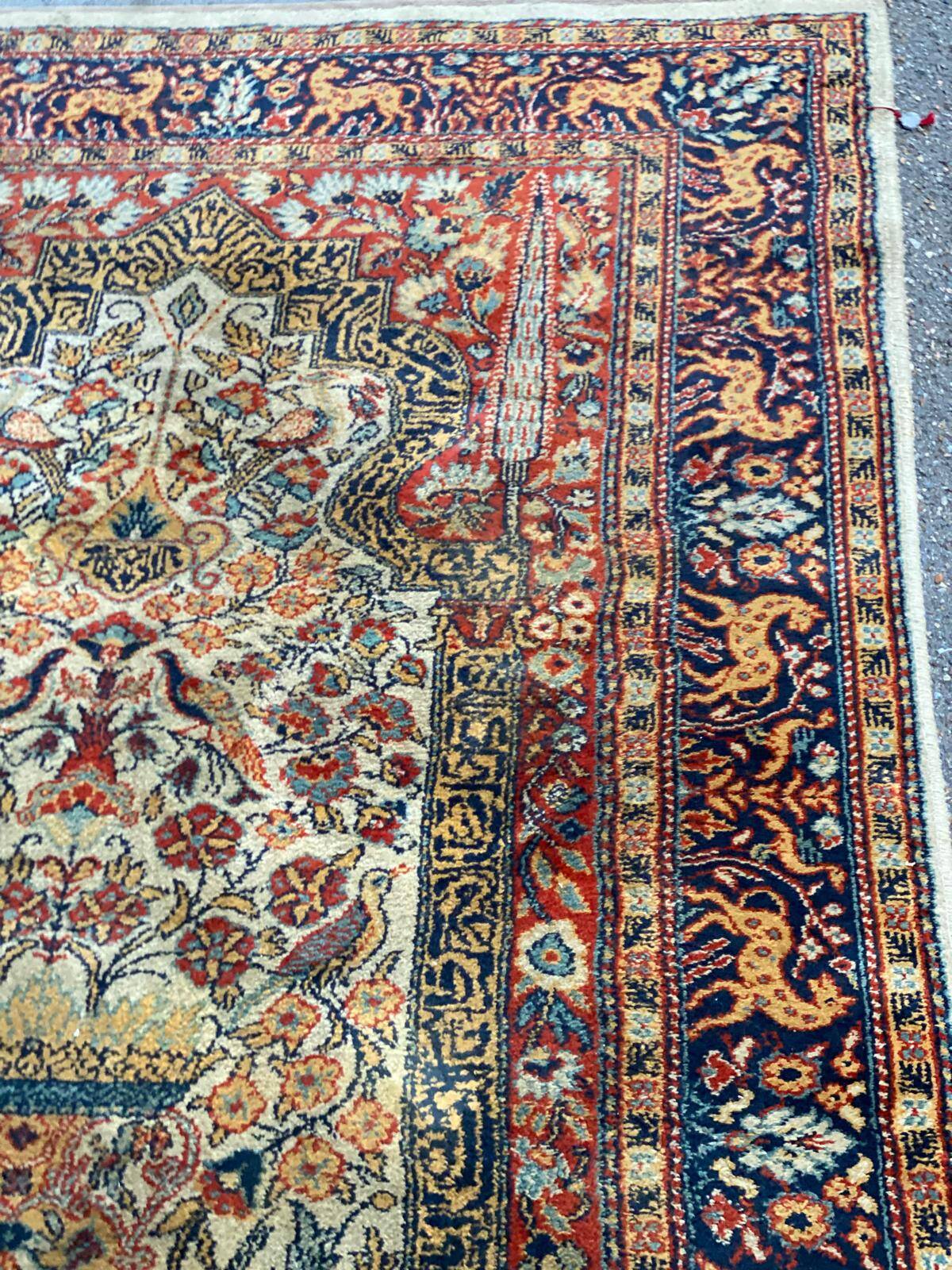 Authentic Persian Lahore rug in burgundy wool 135x200cm