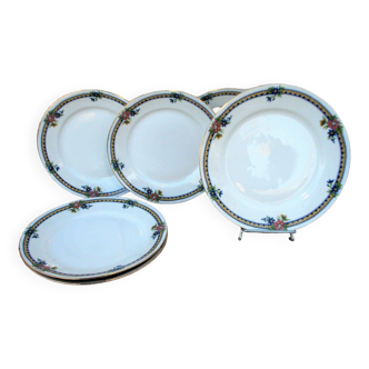 6 old porcelain dessert plates Art Deco Pierre Guez Marseille