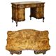 Antique Italian writing desk in olive wood circa 1860