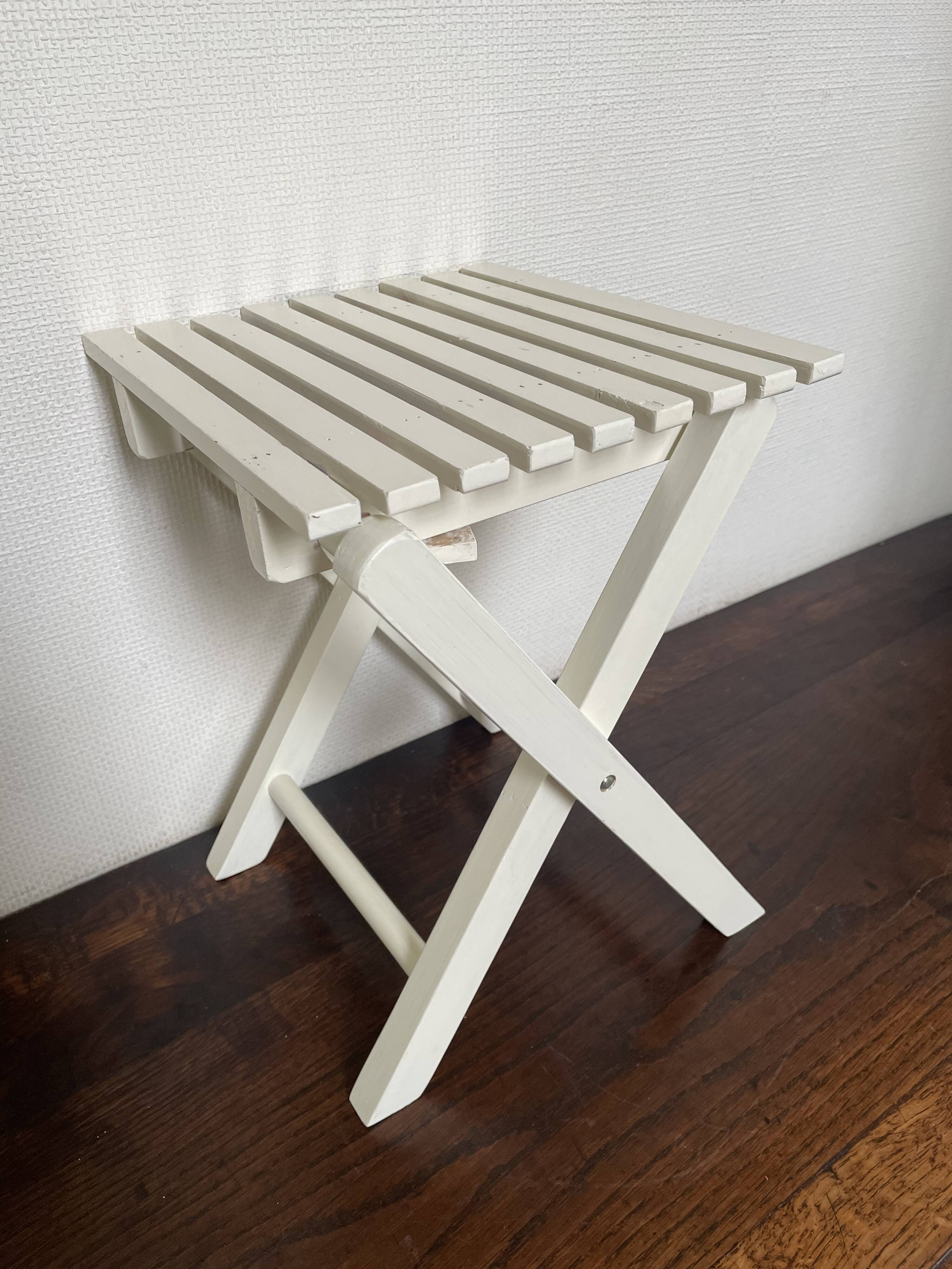 Tabouret de pêche à lattes vintage
