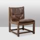 Pair of oak armchairs, upholstered in leather. Work from the 1960s.