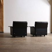 Pair of Dieter Rams Model 620 lounge chairs black leather for Vitsoe 1980s