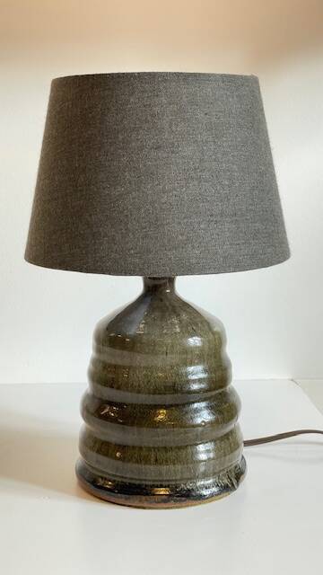 Vintage handmade stoneware geometric lamp