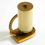 Rare and beautiful 1940s brass table lamp with opal glass shade