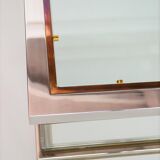Coffee table in brass and chrome with folding top compartment to House Jansen 1970 s