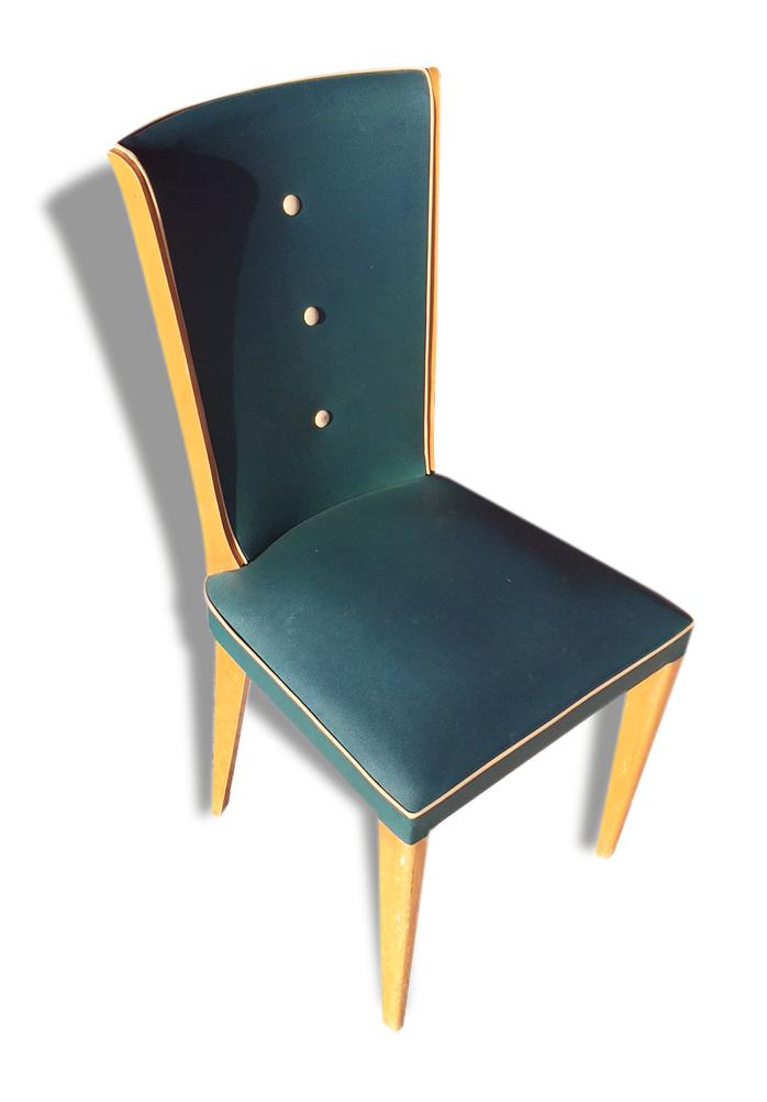 Chaise en Moleskine vert années 50