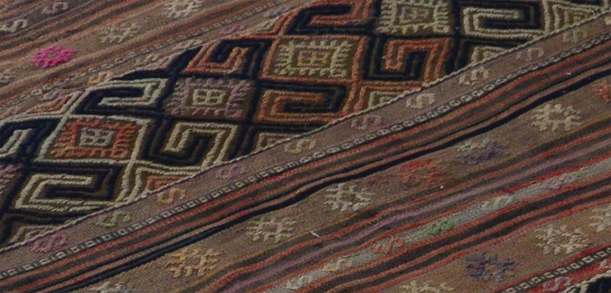 Anatolian handmade kilim rug 247 cm x 97 cm