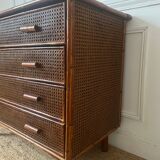 Vintage rattan chest of drawers with 4 drawers