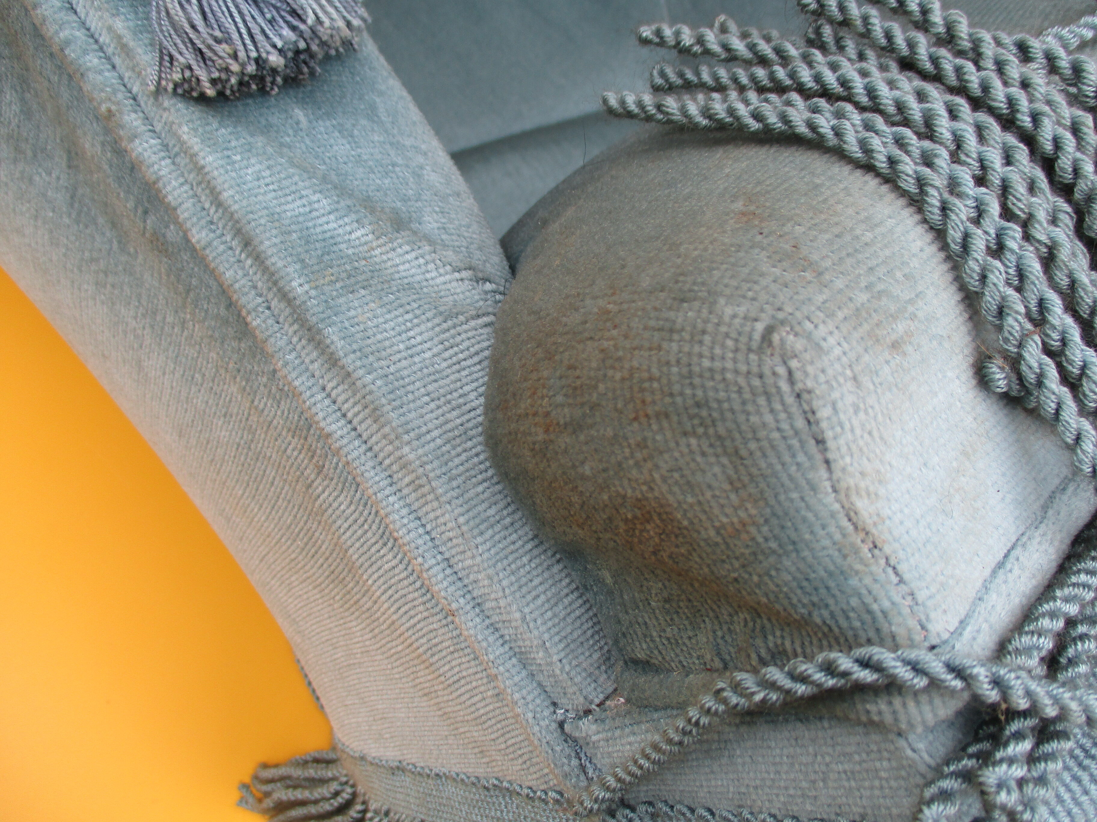 Pair of blue velvet toad armchairs