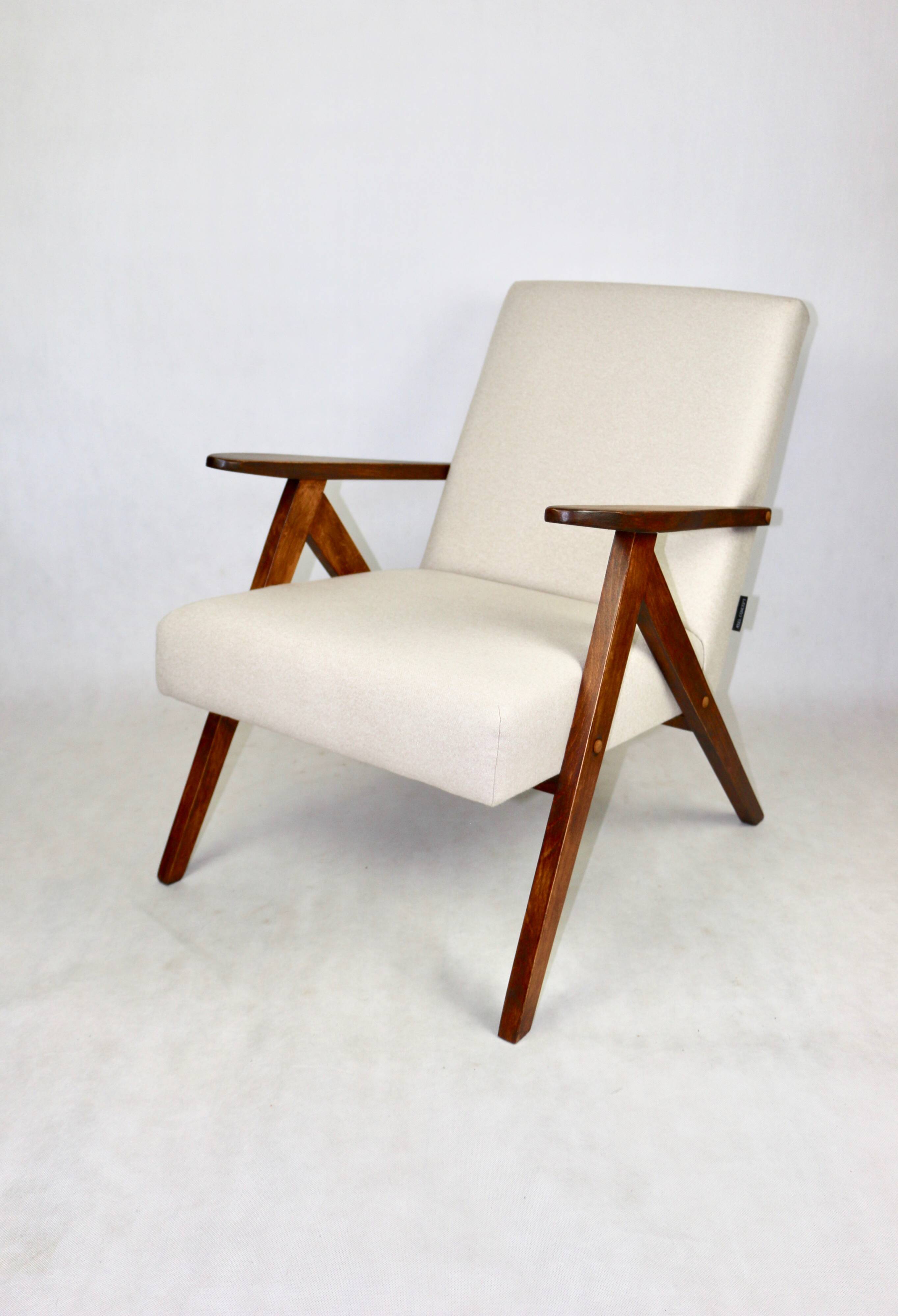 Fauteuil vintage Var- B-310 - laine beige