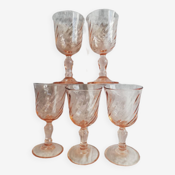 Set of 5 Rosaline Arcoroc liqueur glasses