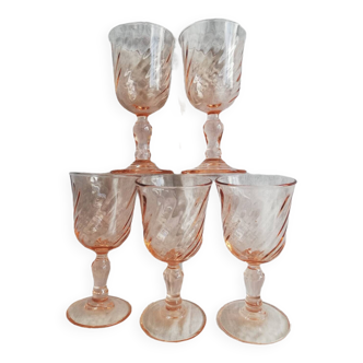 Set of 5 Rosaline Arcoroc liqueur glasses