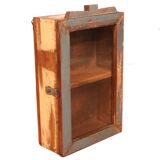 Burmese teak wall display case with original polychrome patina.