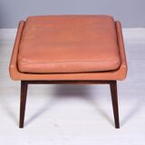 Leather and rosewood chairs and Ottoman by Werner Langenfled Denmark 1960s
