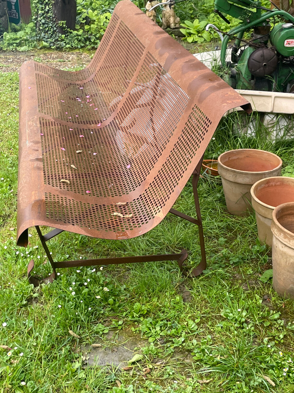 Forged Metal French Industrial Style Garden Bench