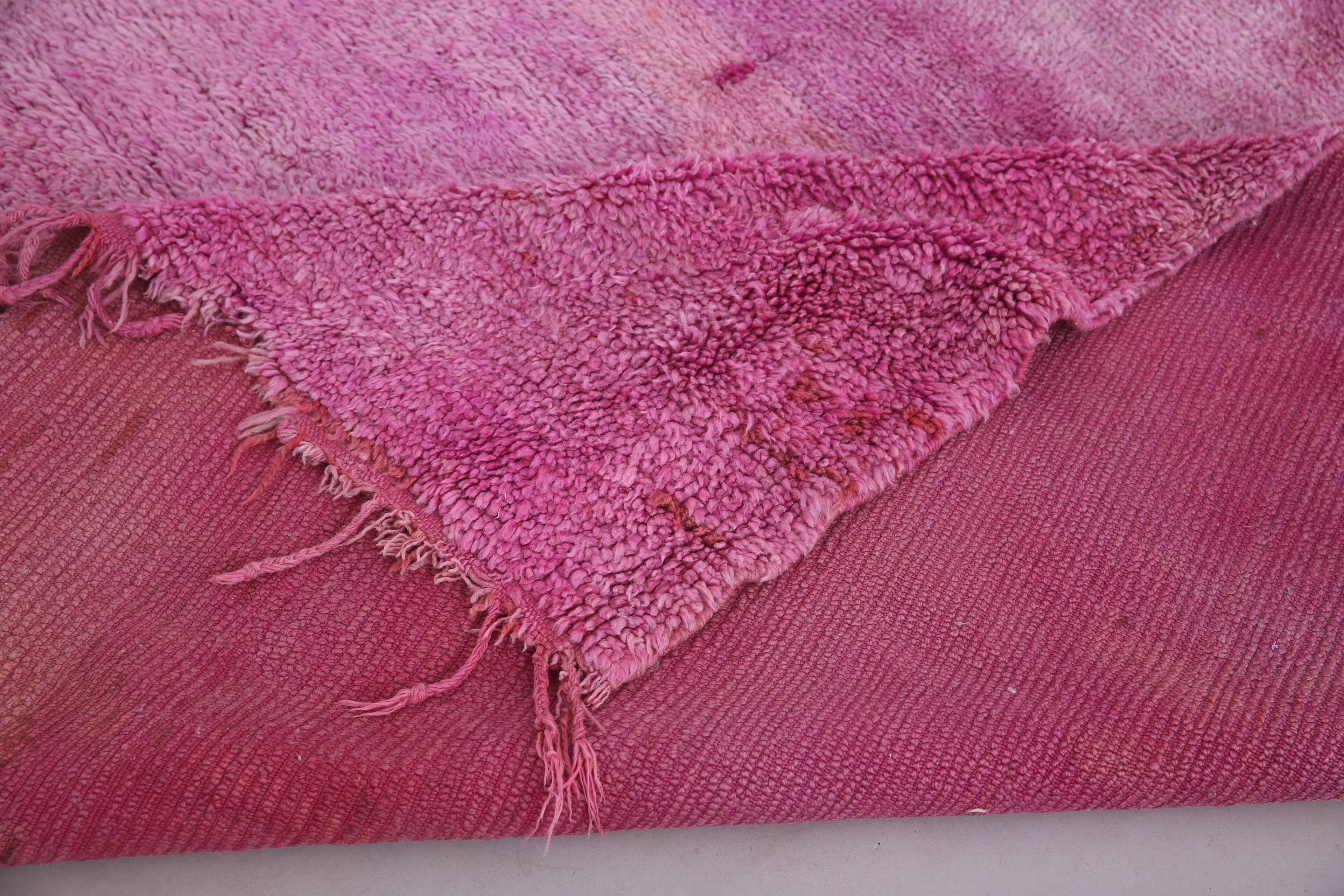 Tapis marocain vintage violet 197 x 296 cm - Tapis en laine berbère - Tapis fait main