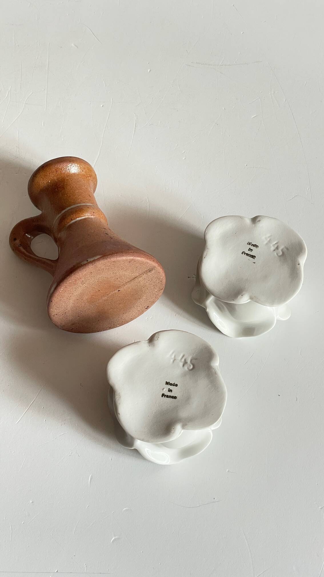 Lot bougeoirs porcelaine et grès vintage