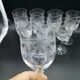 Series of 8 wine glasses engraved in crystal ribbon and flowers Saint Louis