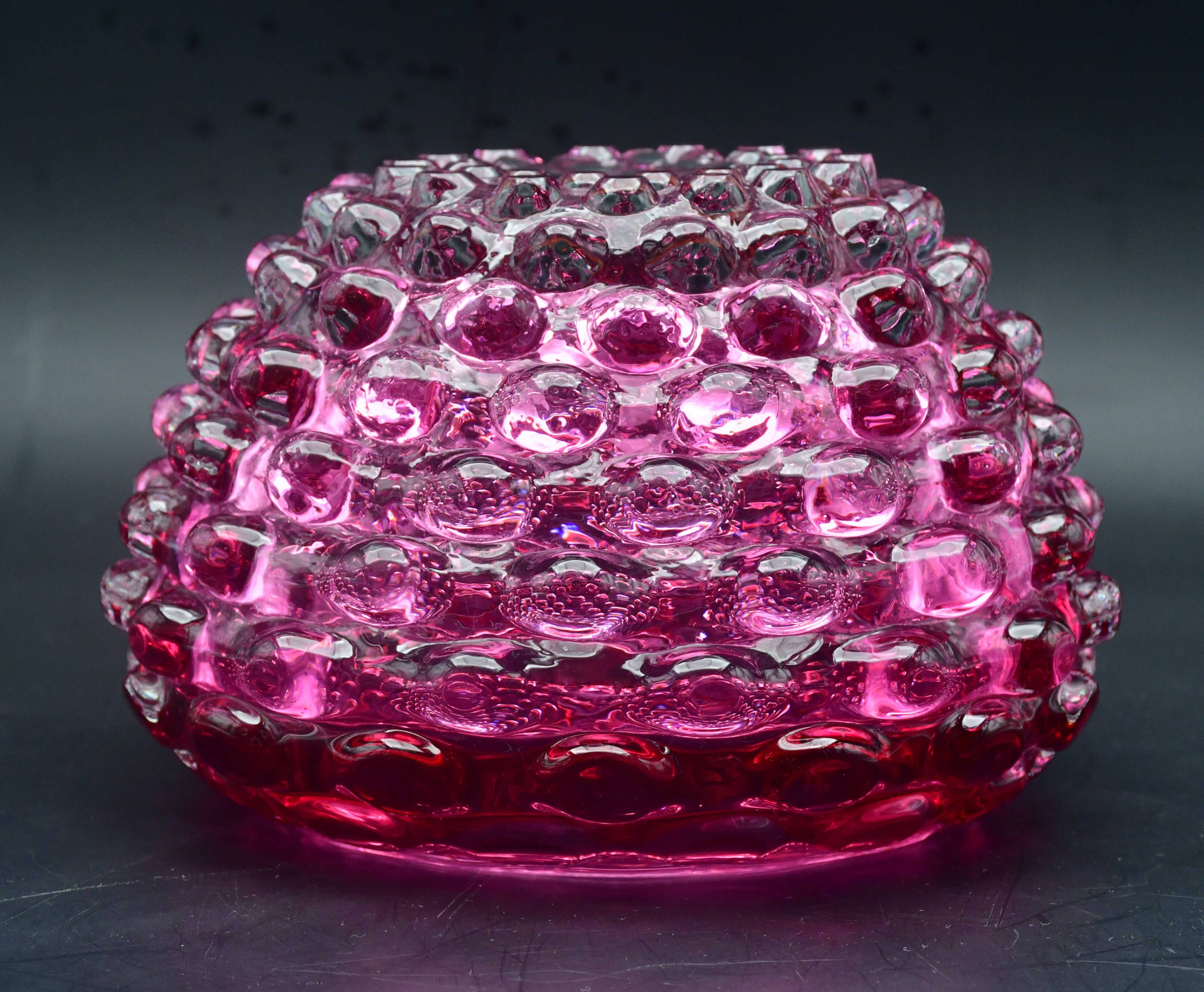 Rare pink Barovier e Toso Bugnato vase