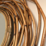 Natural bamboo round mirror 90cm
