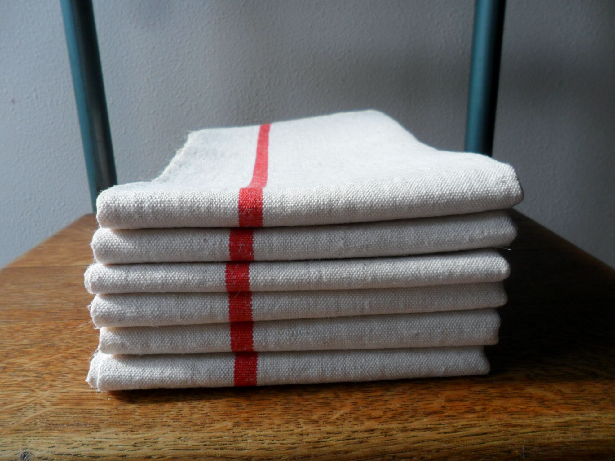 Set of 6 old cloths in linen and hemp