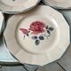 Set of 6 flat plates digoin sarreguemines pink and blue flowers 40s