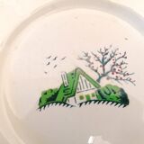 10 flat plates in Earthenware Digoin Bayeux Model, mountain chalet / naïve