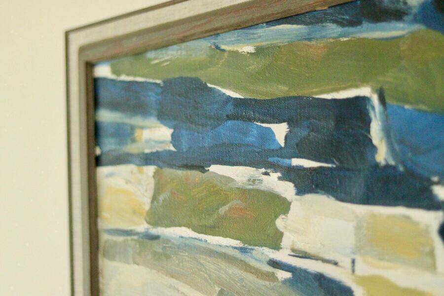 Original mid-century Swedish oil on canvas – “Abstract Composition” by Tryggve Örn – vintage & framed, 52.5 × 67 cm