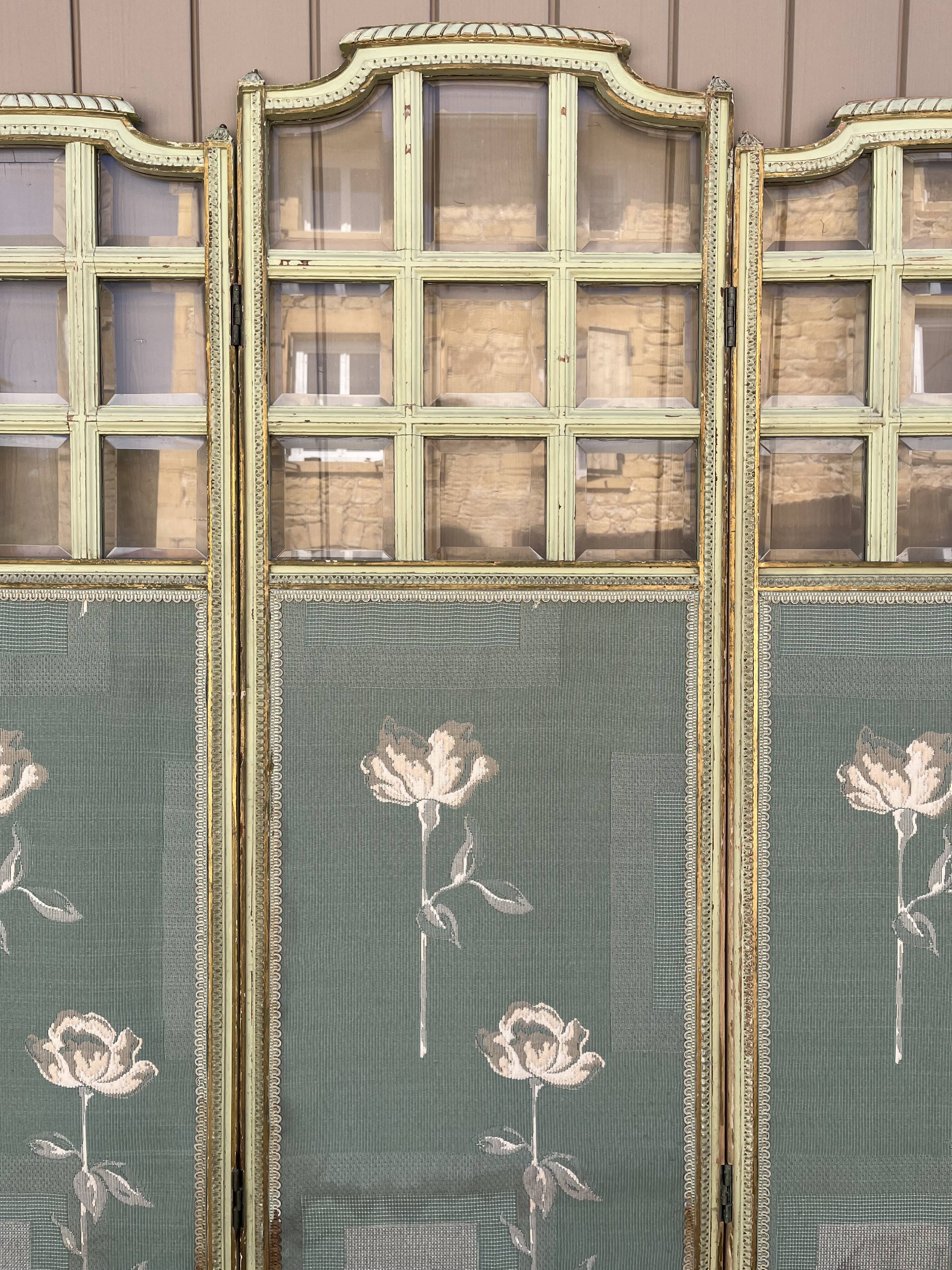 Paravent en verre et tissu