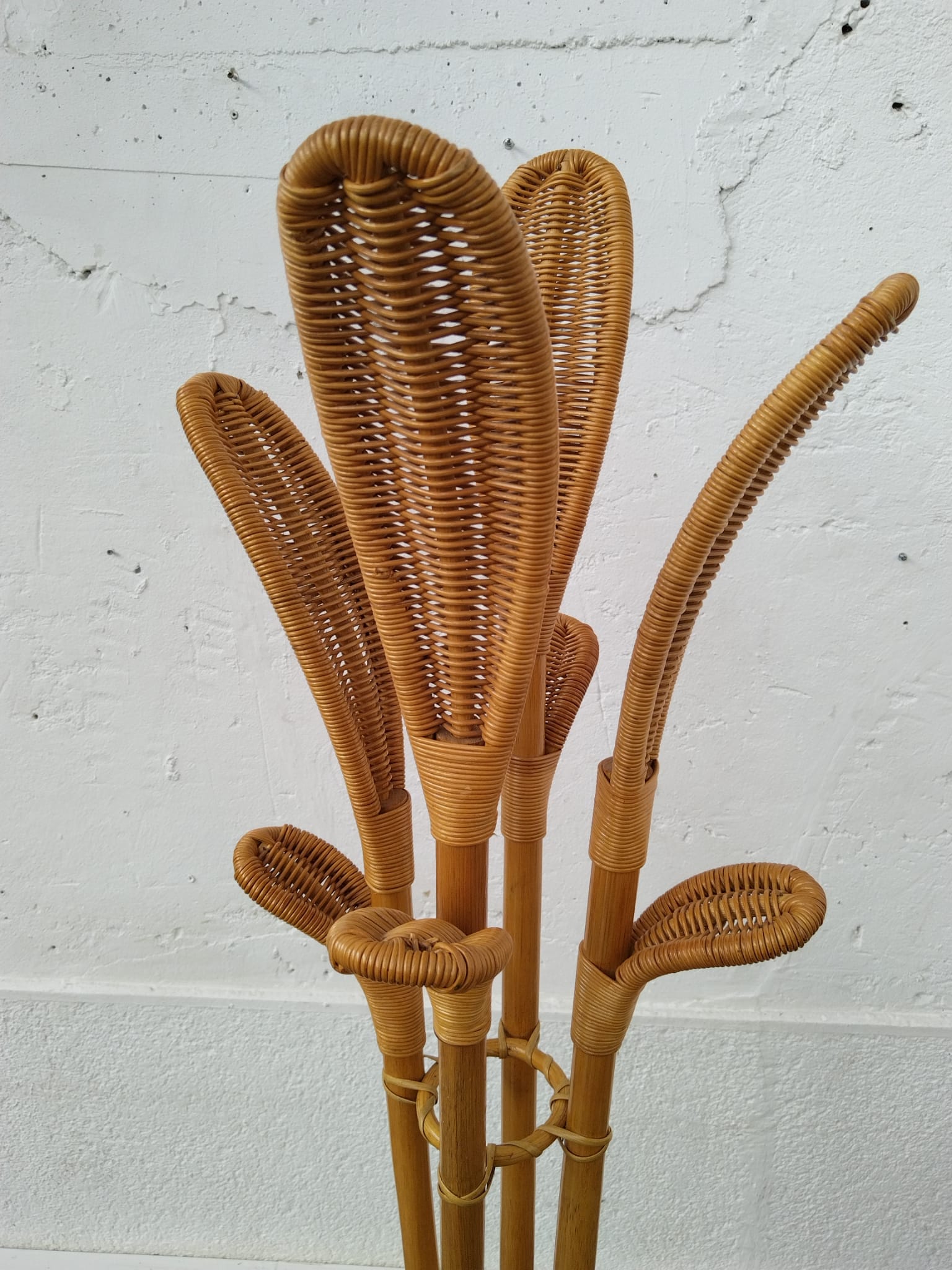 Rattan coat rack