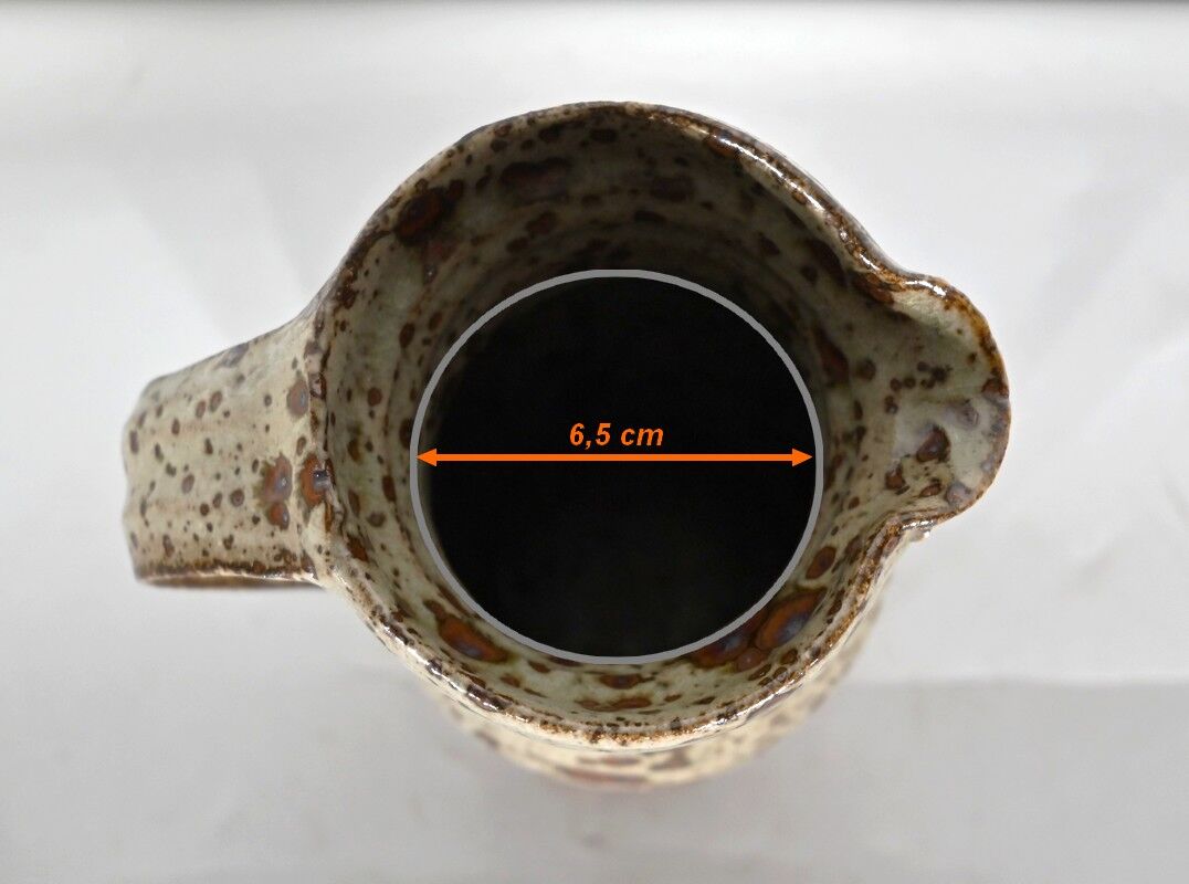 Enamelled stoneware pitcher, signed G. Tiffoche – XXth