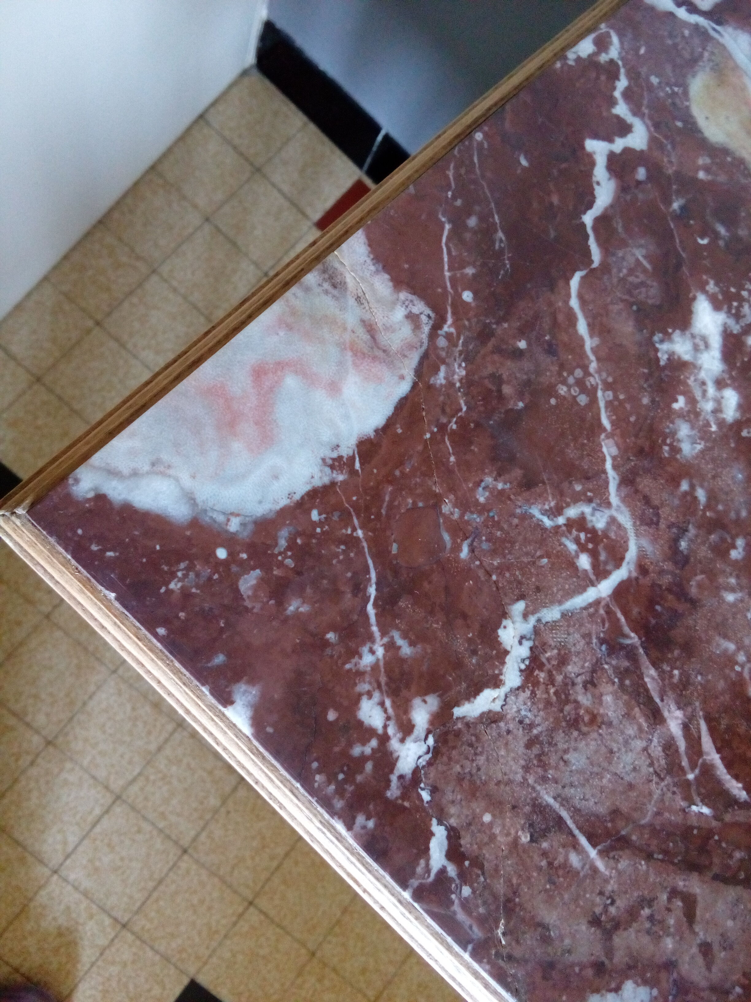 Nightstand in wood and marble, early 1900s, barely revisited